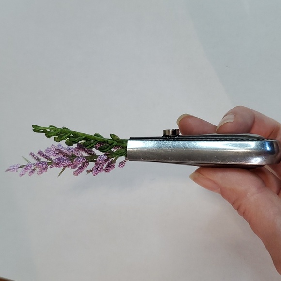 Refrigerator bud vase handcrafted from vintage silverware - Picture 3 of 9